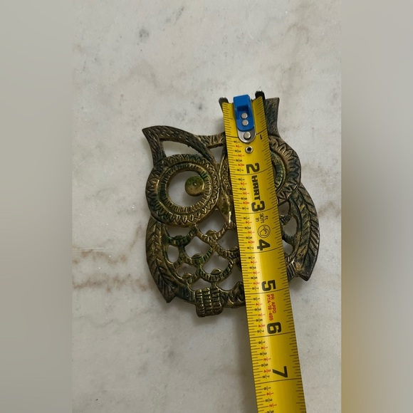 Vintage Handcrafted Solid Brass Owl Shaped Trivet Made In Taiwan - Picture 2 of 5